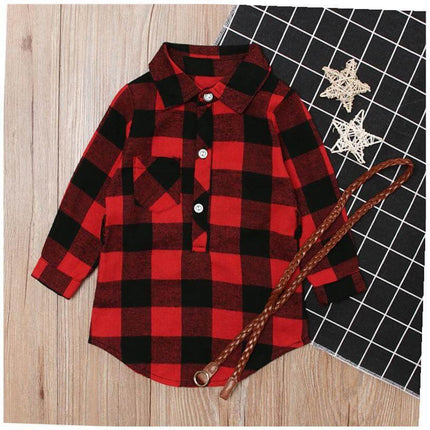 Girls Red Plaid Dress size 80 to 120.