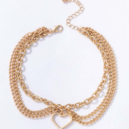 Gold Heart Snake Charm Tassel Layered Anklet Set for Women chain texture