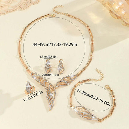 Gold Leaf Diamond Encrusted Necklace Earrings Set detailed plant leaf shape rhinestone encrusted pave pattern view