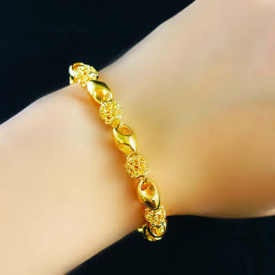 Gold Plated Brass Bracelet Elegant Jewelry front view