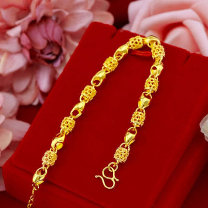 Gold Plated Brass Bracelet Elegant Jewelry close up detail