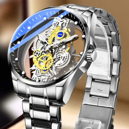 Luminous Skeleton Quartz Watch for Men side profile