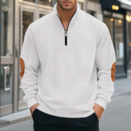 Half Zipper Men Long-sleeved Corduroy Sweater size S 70cm length.