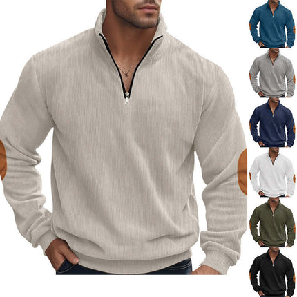 Half Zipper Men Long-sleeved Corduroy Sweater size 2XL 130cm bust specs.