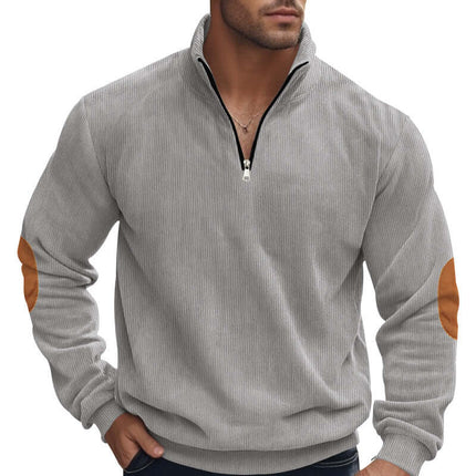 Half Zipper Men Long-sleeved Corduroy Sweater size 3XL 80cm length.