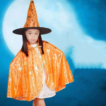 Halloween Cloak Set Wizard Cape With Hat Mystical Halloween Apparel