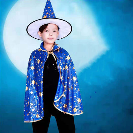 Halloween Cloak Set Wizard Cape With Hat Halloween Party Costume