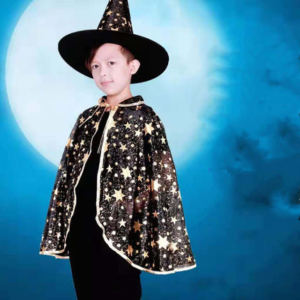 Halloween Cloak Set Wizard Cape With Hat Fantasy Cosplay Accessory