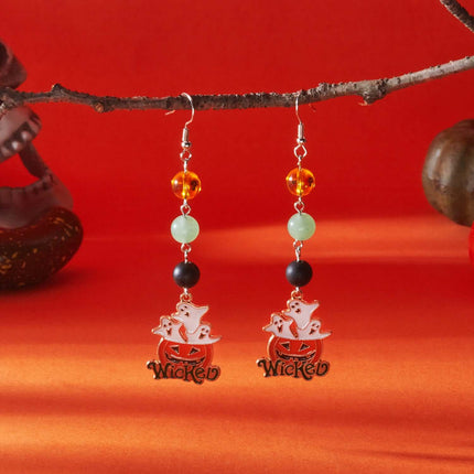 Halloween Earrings Pumpkin And Ghost Tassels Cute Halloween Style