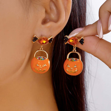 Halloween Earrings Pumpkin And Ghost Tassels Cute Pumpkin Detail