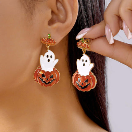 Halloween Earrings Pumpkin And Ghost Tassels Stylish Costume Accessory