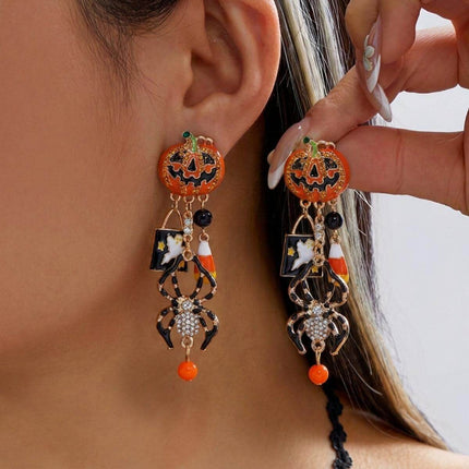Halloween Earrings Pumpkin And Ghost Tassels Creative Pumpkin And Ghost Design