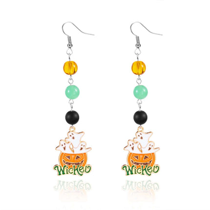 Halloween Earrings Pumpkin And Ghost Tassels Pumpkin Halloween Accessory