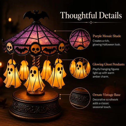 Halloween Ghost Carousel Motion Night Light Lamp Seasonal Home Decor
