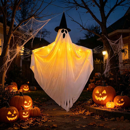 Halloween Ghost Skull Glowing Wizard Hat Decoration Glowing Skull Detail