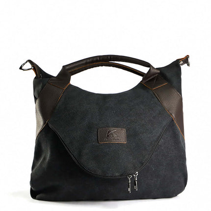 Handbags Women Minimalist Retro Vintage Canvas Bag zipper pocket structure.
