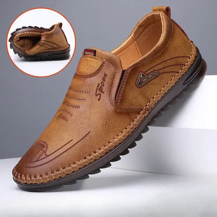 Handmade Leather Soft Sole Mens Business Moccasins brown