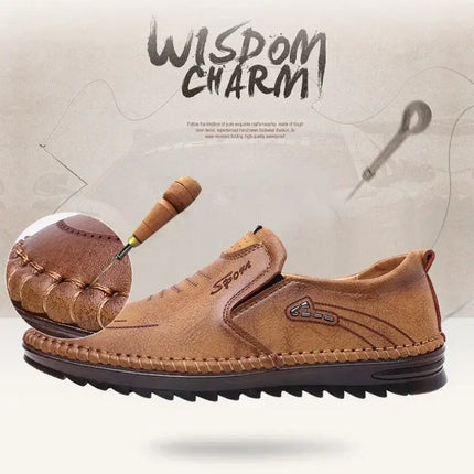 Handmade Leather Soft Sole Mens Business Moccasins side view