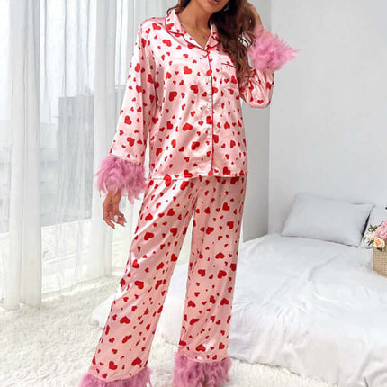 Heart Print Pajama Set valentine day gift idea.