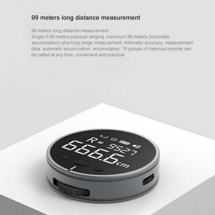 High-Precision Digital LCD Electronic Measuring Ruler displaying 99 meters long distance measurement with millimeter accuracy.