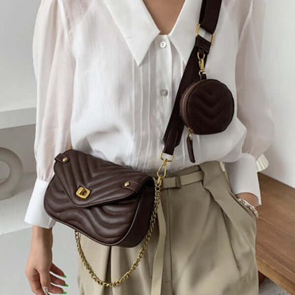Luxury Chain Crossbody Shoulder Mini Bag for Women PU leather texture