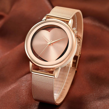 Hollow Dial Quartz Womens Watch showing transparent back design