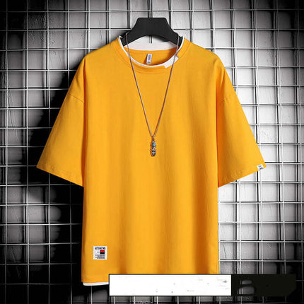 Hong Kong style loose T-shirt men premium quality fabric blend closeup look illustrating breathable fiber textures