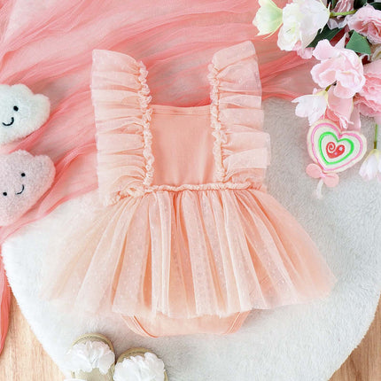 Infant Princess Net Skirt Jumpsuit Summer Dress lovely sweet triangle jumpsuit setup displayed neatly on luxury velvet hanger
