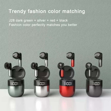 j28 tws wireless bluetooth earphones with led display compact design