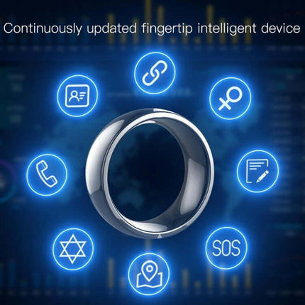 JAKCOM R4 Smart Ring Multifunctional Wearable showcasing various functionalities like SOS, location, and health monitor.