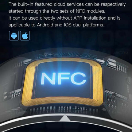 Close-up view of JAKCOM R4 Smart Ring Multifunctional Wearable's NFC module for wireless connectivity.