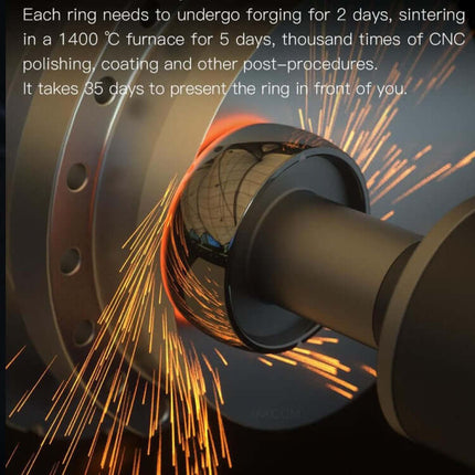 JAKCOM R4 Smart Ring Multifunctional Wearable undergoing precision manufacturing with sparks and details of production process.