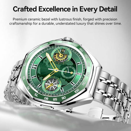 Close-up of JOYROOM JR-FV2 Pro Venture Series Smart Watch showcasing premium ceramic bezel and intricate dial design.