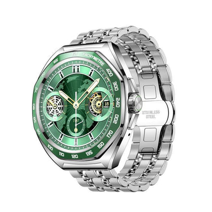 JOYROOM JR-FV2 Pro Venture Series Smart Watch featuring a stylish green dial and stainless steel band.