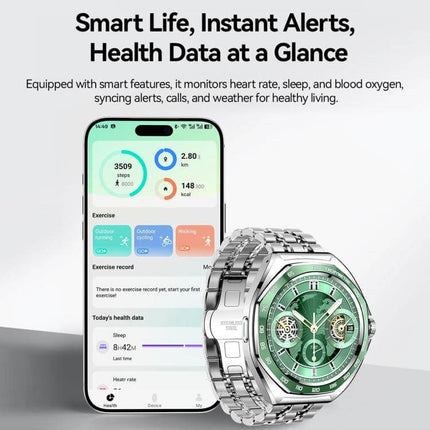 JOYROOM JR-FV2 Pro Venture Series Smart Watch displaying health data and notifications on smartphone.
