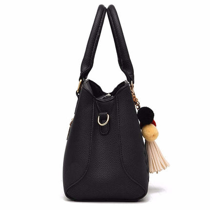 Ladies Luxury Crossbody Handbag side profile showing width.