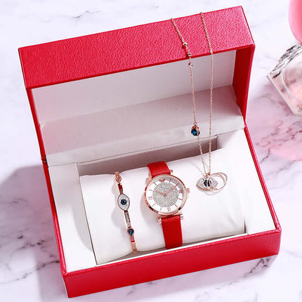 Ladies Slim Leather Watch elegant alloy case design