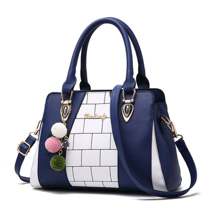 Large PU Leather Shoulder Handbag zipper pocket detail.