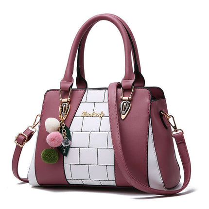 Large PU Leather Shoulder Handbag horizontal square shape.