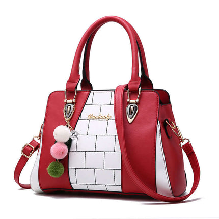 Large PU Leather Shoulder Handbag polyester cotton lining texture.