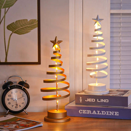 LED Spiral Christmas Tree Lamp – Wrought Iron Table Ornament Night Light for Holiday Home, Bedroom & Desk Decoration, spiral christmas tree lamp, led holiday light, christmas table decor, festive night lamp, wrought iron ornament, christmas home decoratio