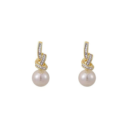 Light Luxury Micro Inlaid Zircon Bow Chain Earrings bow shape design jewelry.