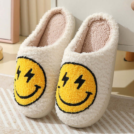 Lightning Smiley Face Warm Cotton Indoor Winter Slipper Home back view