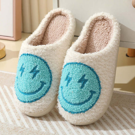 Lightning Smiley Face Warm Cotton Indoor Winter Slipper Home plush lining
