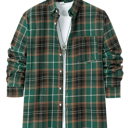 Lightweight Plaid Button Down Shirt for Men front view