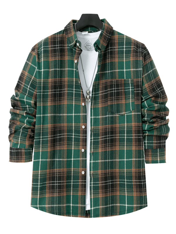 Lightweight Plaid Button Down Shirt for Men front view