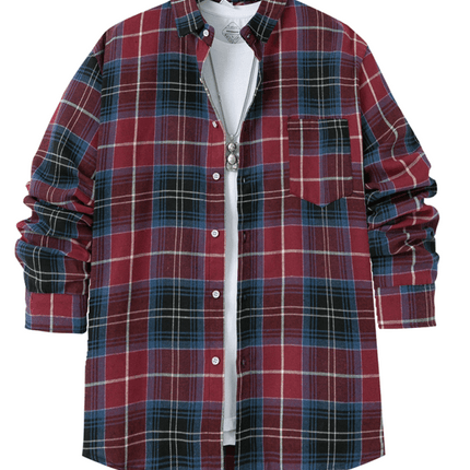 Lightweight Plaid Button Down Shirt for Men back view