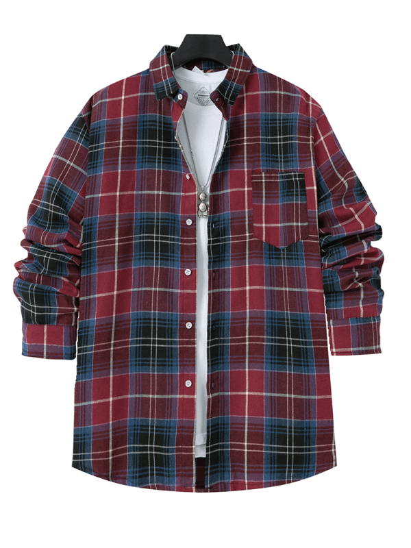 Lightweight Plaid Button Down Shirt for Men back view
