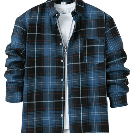 Lightweight Plaid Button Down Shirt for Men side view