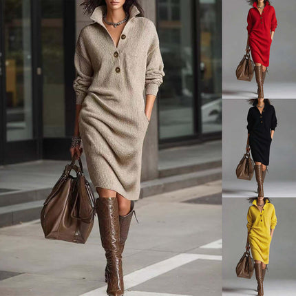 Long Sleeved Sweater Dress black casual winter outfit.